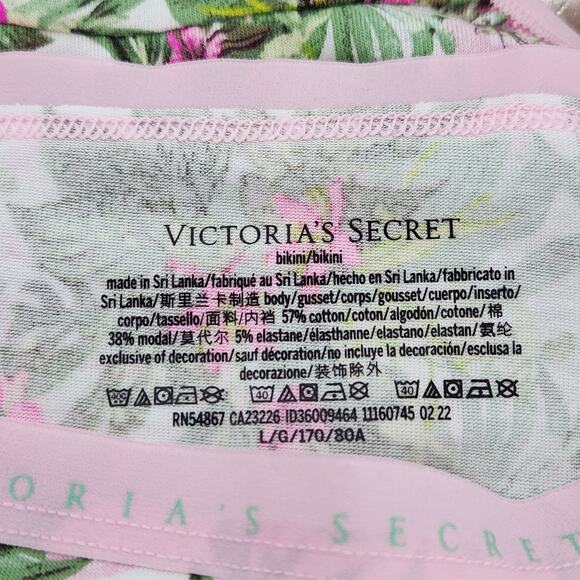 Victoria's Secret Bikini Bottom Floral Panty Size Large Pink Green Intimate Boho - Picture 4 of 4